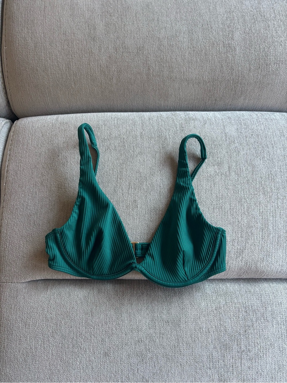 HOLLISTER Emerald Green Ribbed Underwire Bikini Top